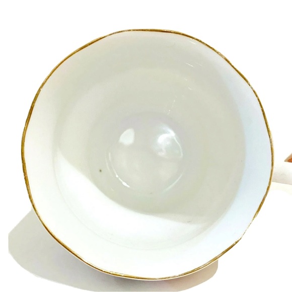 Ceramic Porcelain China 950 Pink Flower Teacup Saucer & Egg Holders White Gold - Picture 6 of 16